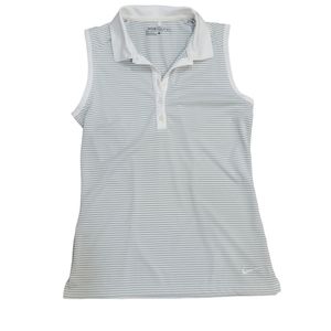 Nike Dri-Fit Golf Sleeveless Shirt/Size Small/Grey and White Striped